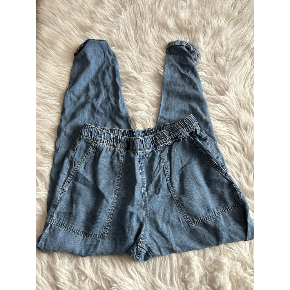 Indigo Rein Women Medium Chambray Tencel Hemmed Ankle Pants No Drawstring
